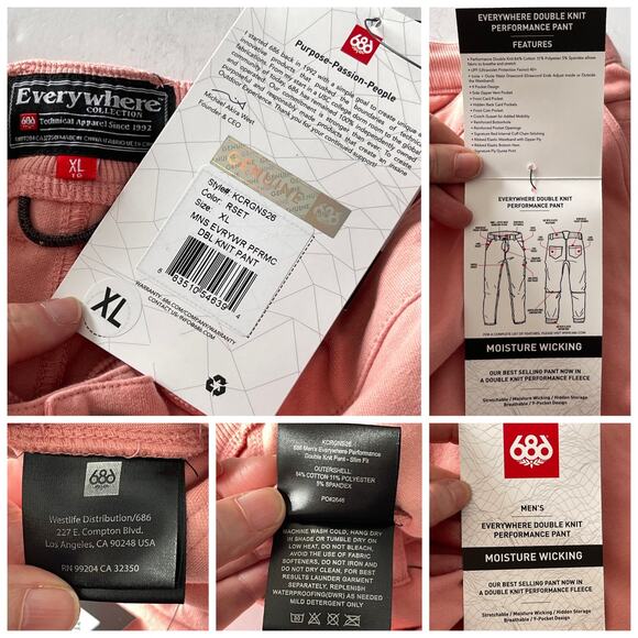 686 Men Everywhere Double Knit Performance Pants Slimfit NEW XL Rosette KCRGNS26 - Picture 13 of 14